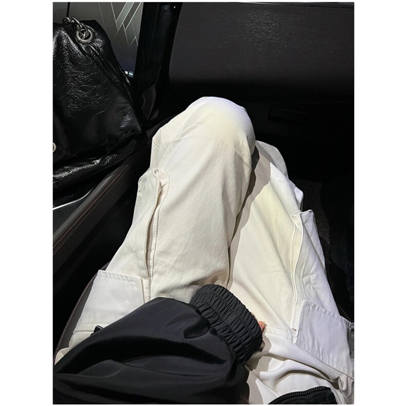 工装裤子男设计感直筒拉链长裤大口袋宽松复古阔腿裤KC29,男装工装外套,星座1116A（原606A-3）
