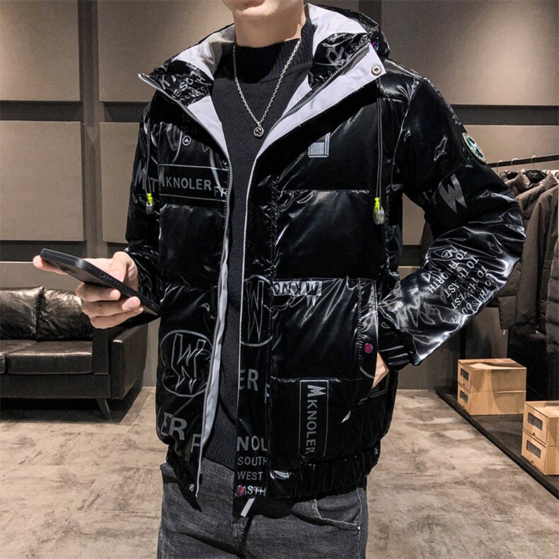现货仓库桥园路连帽潮牌时尚韩版宽松鲨鱼皮羽绒服短款外套,男装羽绒服,星座301D-5(原星座1415）