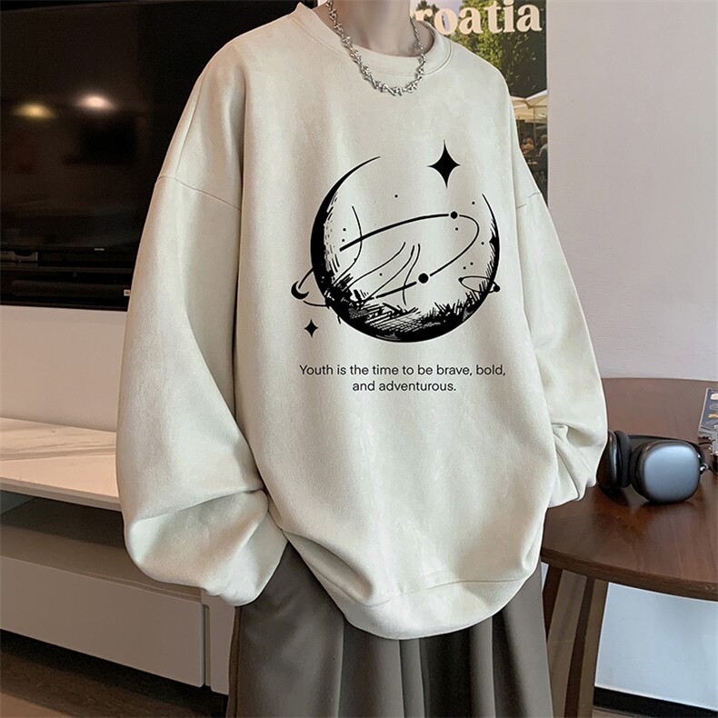 麂皮绒卫衣男大码重磅长袖t恤男JW81457-P35加绒款P45,男装T恤,电商A040