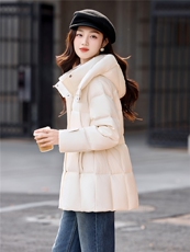 现货2025冬季新款肌理感白鸭绒羽绒服女设计感时尚连帽加厚外套，女装羽绒服，火爆靓佳人