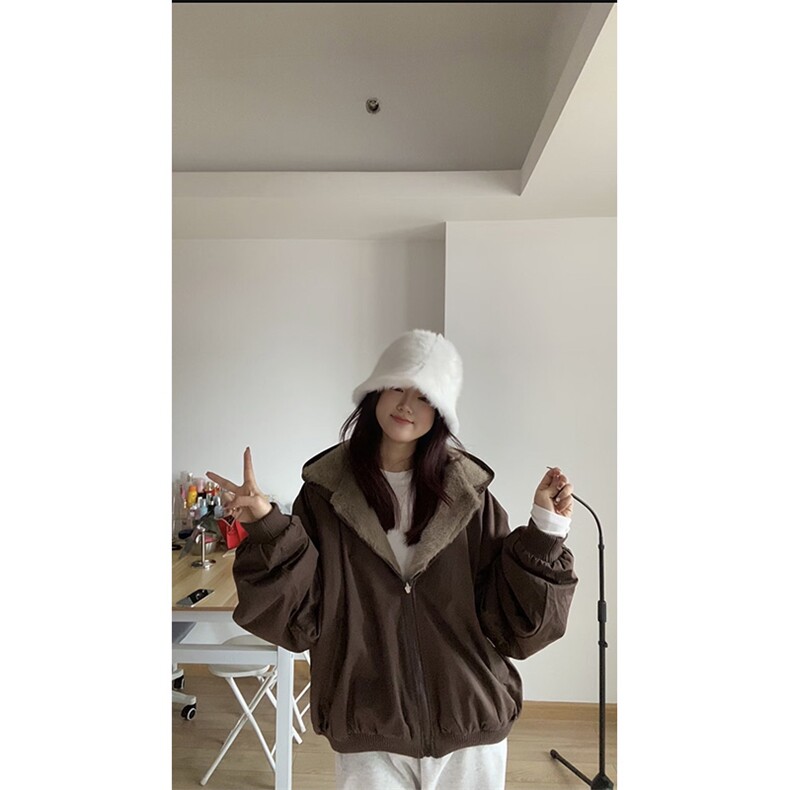 两面穿现货重磅短款座山雕棉衣男女双面穿毛毛绒棉服加厚外套,男装棉衣,电商A486