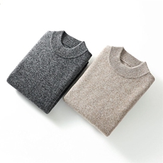 2025年秋季新款百搭男士花纱半高领套头衫，男装针织衫/毛衣，榆莲羊绒