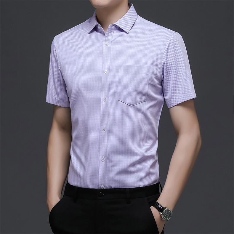 AD22107钱塘2020-3夏季男士商务休闲精品方格短袖衬衣P60图片