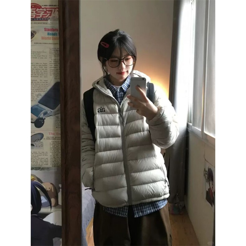 美式复古刺绣字母轻薄连帽排骨棉服男女百搭外套ins,男装棉衣,四季星座505