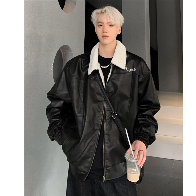 美式高街棉服男款冬季加绒加厚皮外套潮牌保暖宽松防寒机车服p128,男装棉衣,电商C307