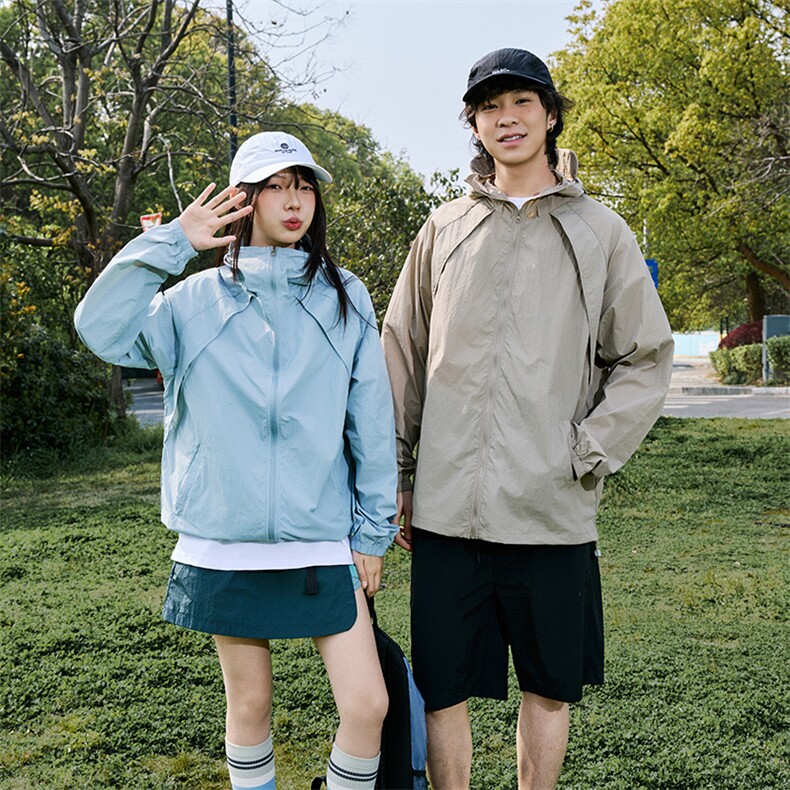 现货 冰丝连帽防晒衣轻薄网眼透气户外运动拼接外套男 A699-P45图片