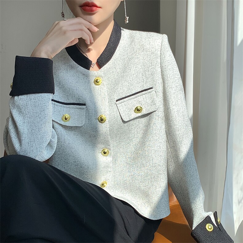 优雅气质小香风外套女秋冬季新款韩版宽松显瘦百搭短款上衣,女装短外套,佳绒高端店