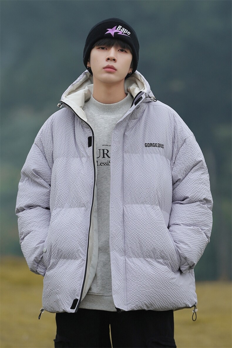 山系风连帽羽绒棉服冬季日系玉米格加厚棉袄外套A436-8879-P105,男装棉衣,电商A436