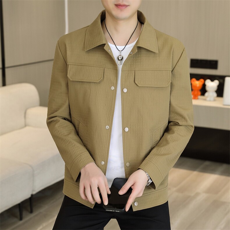 春季新款男士高品质商务休闲简约百搭翻领夹克外套上衣807P90,男装夹克,电商B226