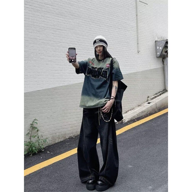 美式复古刺绣贴布撞色设计感短袖T袖男女潮上衣TX5006,男装T恤,星座208-5
