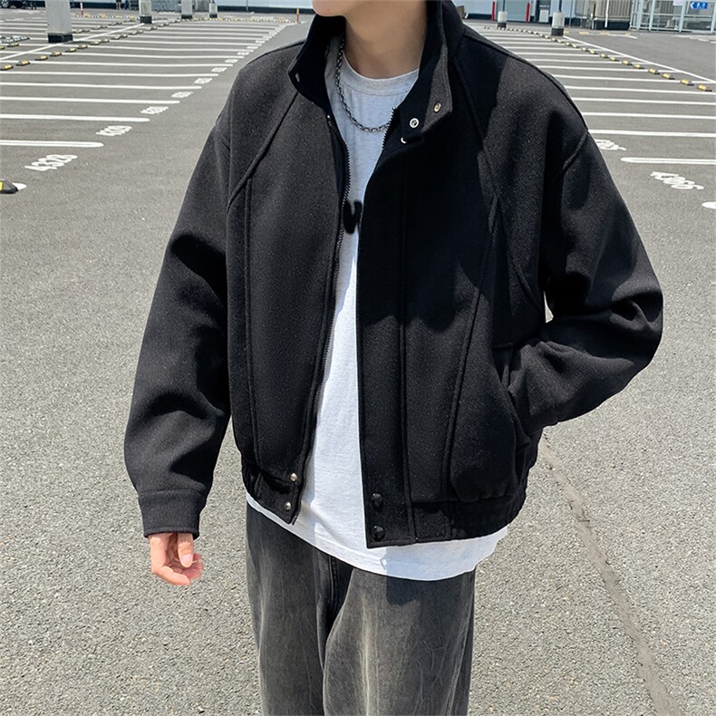 高克重毛呢料小短款夹克男ins高街潮牌原宿风宽松外套JK0902-P80,男装夹克,星座308B-2