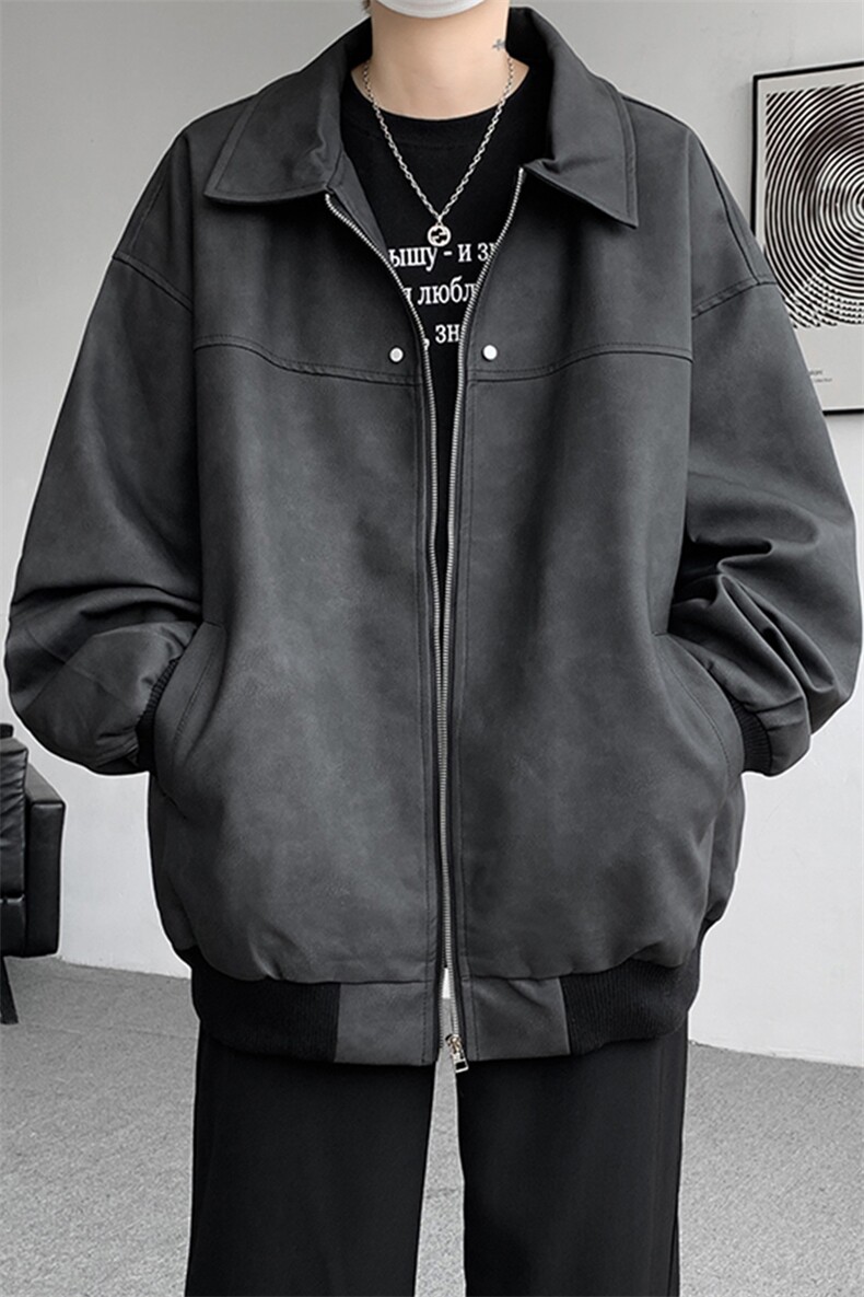8XL-M脏脏痞帅皮衣外套男秋冬加厚PU皮夹克宽松大码皮袄JK006P95,男装夹克,电商B312