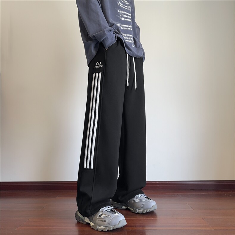INS春季新款潮流三条杠条纹美式宽松休闲卫裤B315-K158-特p40控78,男装休闲裤,电商B315