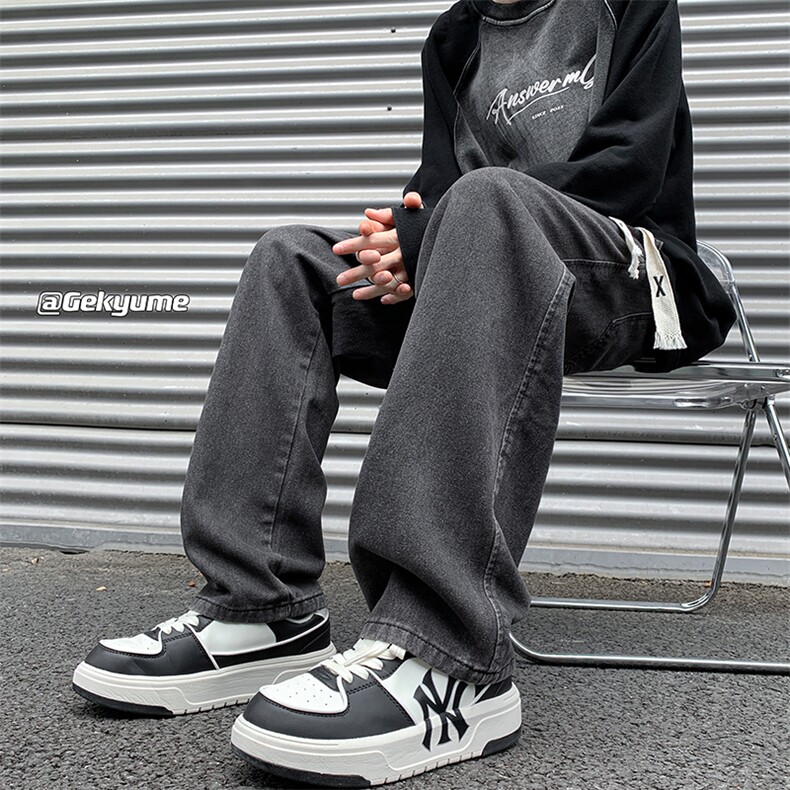 8XL-M牛仔裤男士直筒宽松特大码胖子阔腿裤男款长裤NZ110-P45控58图片