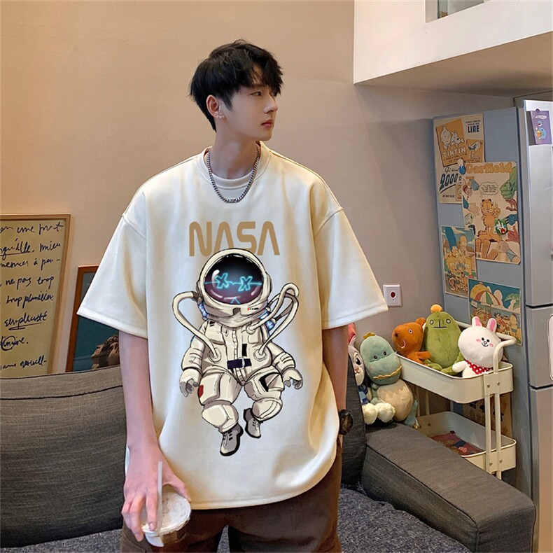 ！24夏季新款宽松大码港风宇航员麂皮绒T恤TJ2308-特p19,男装T恤,星座508（原C305）