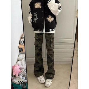 cleanfit美式迷彩工装裤男女款秋冬季微喇牛仔裤 p46 s608图片