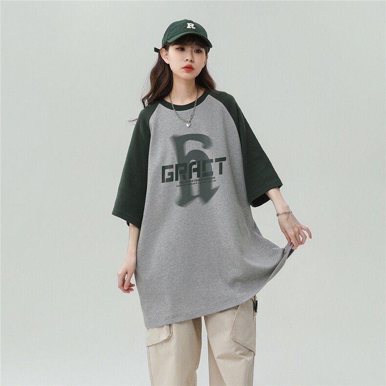 中性风新款夏季百搭字母印花时尚100棉宽松短袖T恤DT365P45控68,男装T恤,A247A