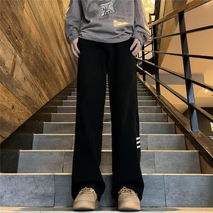 美式vibe裤脚拉链牛仔裤男高街潮牌黄泥色修身显瘦裤图片