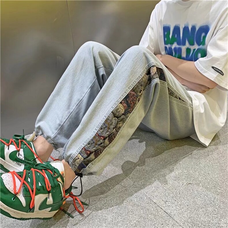 美式牛仔裤男宽松束脚裤男ins潮牌夏季高街九分休闲裤子N8088-p45,男装牛仔裤,星座1008