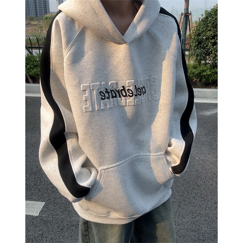 秋季新款连帽卫衣男宽松休闲拼色钢印外套中性衣服W120-P65控98,女装短外套,星座209-2