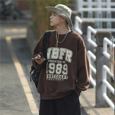 Cityboy卫衣ins港风宽松圆领百搭印花外套X5518-模特图-P55-限68，女装短外套，电商A061-1