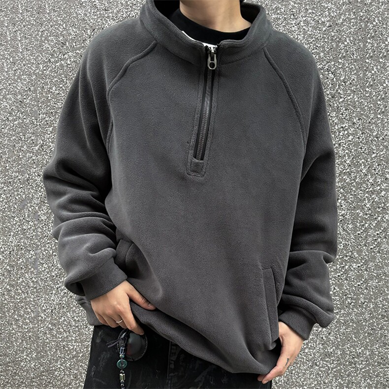 600g美式秋冬重磅拉链立领卫衣奥粒绒外套高街长袖T恤大码W15P70，男装T恤，星座210