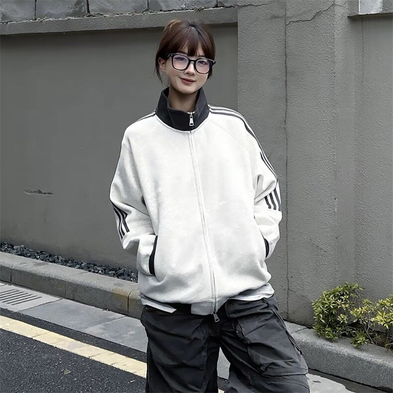 抖音得物高品质美式高街重磅结构设计拼接织带立领卫衣外套CM42,男装卫衣,电商A486
