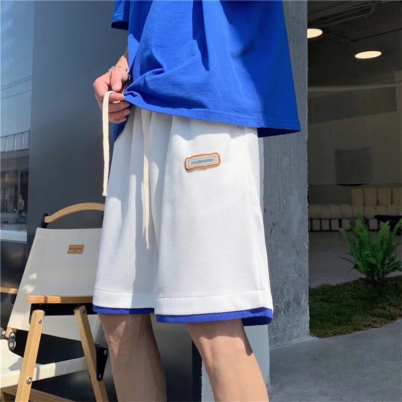 华夫格休闲短裤男女夏季百搭薄款宽松阔腿宽松运动裤子D3004-p22,男装牛仔裤,星座1008-2