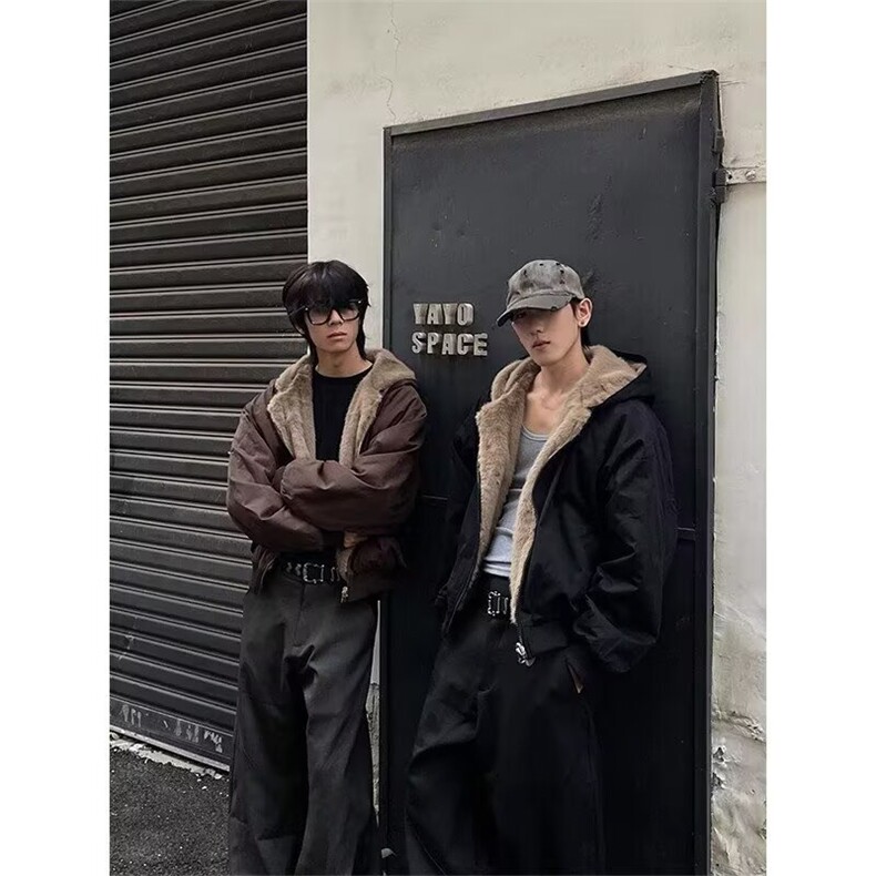 羊羔绒毛棉袄男士冬季2025新款加厚加绒连帽棉衣冬装情侣棉服外套,男装棉衣,星座506A