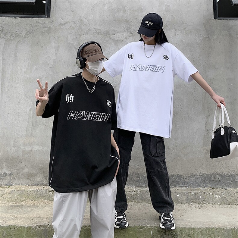情侣装夏装新款高街潮牌印花短袖T恤情侣宽松半袖潮D251P38男类,男装T恤,电商A335-1（原A458）