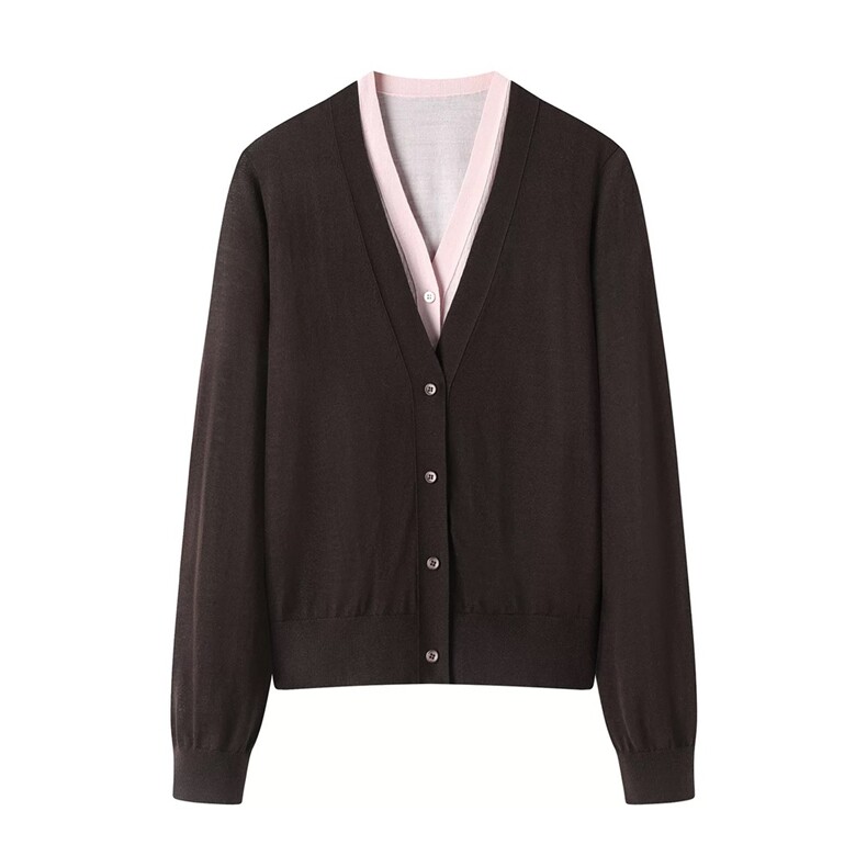 2025年秋季长袖假两件的设计时尚百搭，女装羊毛衫，冀清阳荣