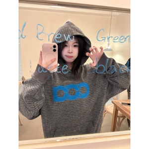 C316 HXD06 特P58刺绣连帽卫衣男秋冬潮牌厚款重磅羊毛保暖外套图片
