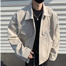 男士夹克外套春季2025新款高级感韩版潮斜纹辑明线工装W6438-P89，男装夹克，星座412-2