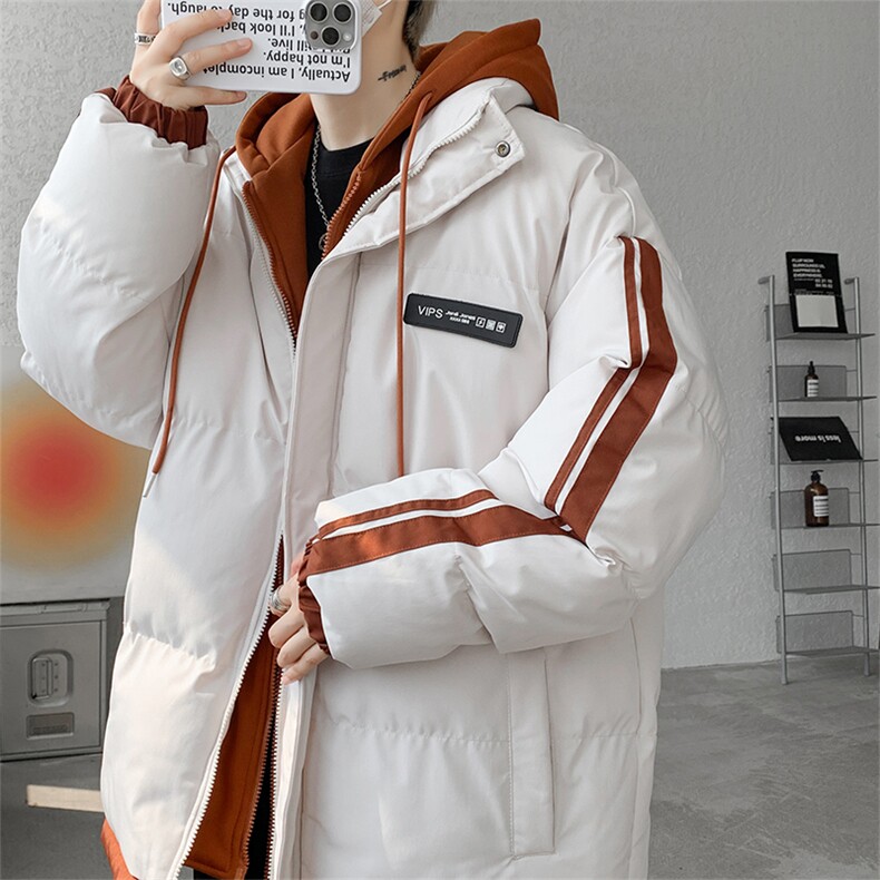 棉衣男冬季新款港风宽松连帽假两件加厚学生棉服MF8587-P88(现货图片