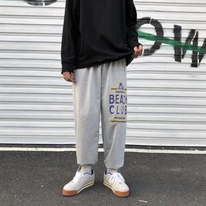 港风休闲裤男潮流宽松束脚裤运动印花卫裤NK05-P50图片