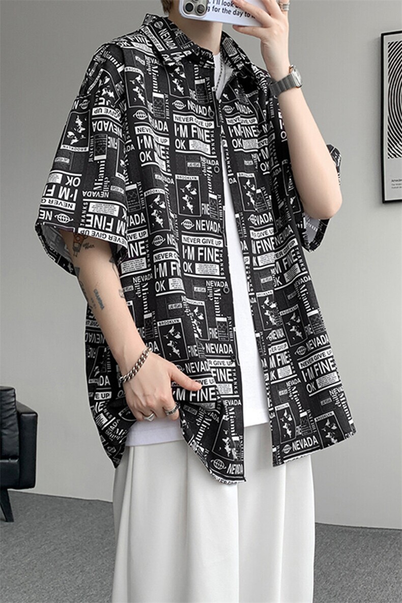 8XL-M花衬衫男短袖夏季薄款冰丝半袖宽松大码休闲外套DC28008P38,男装T恤,电商B312