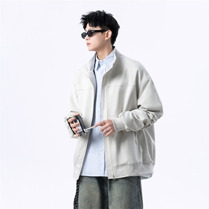 港风美式日系褶皱设计感立领夹克外套男潮 XZ213-JK1234-P88控108图片
