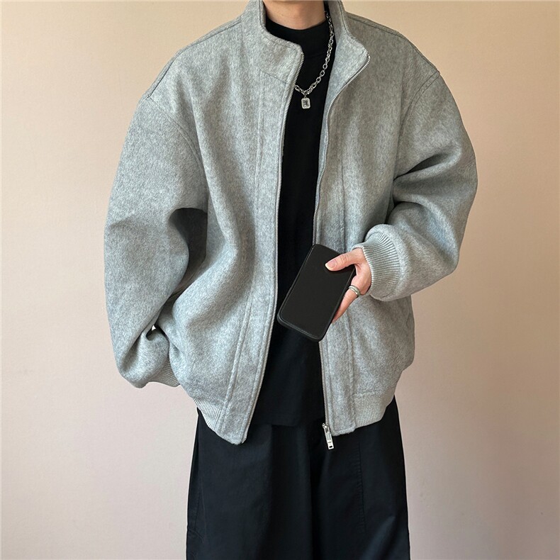 现货新款冬季羊毛呢子外套男士短款宽松休闲夹克A351-AJ2621-P135图片