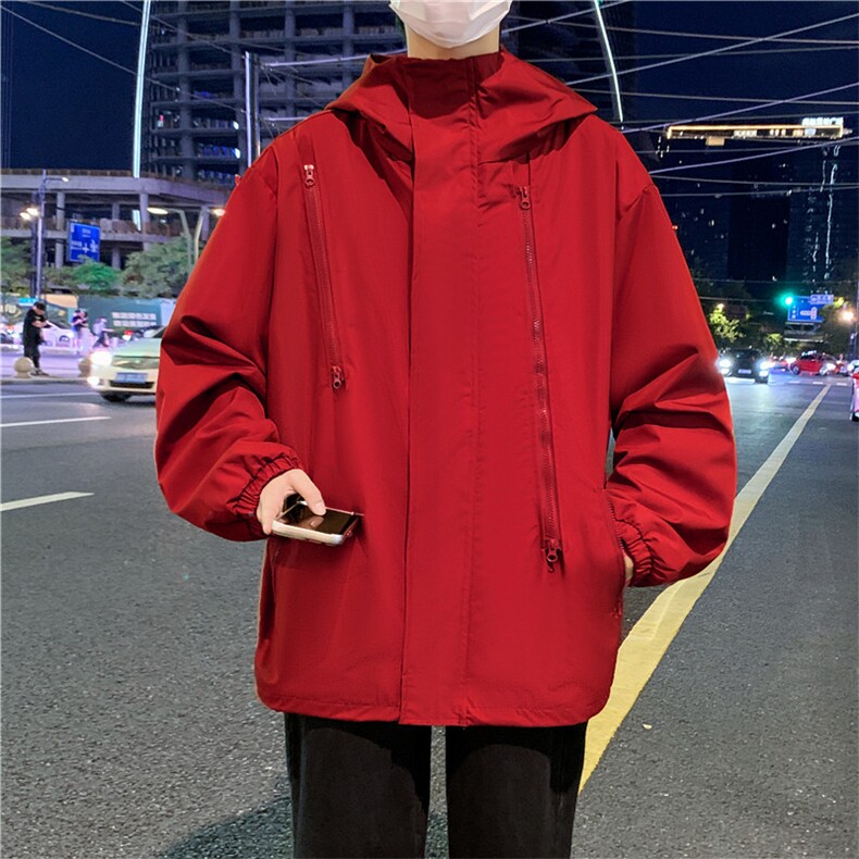 2025秋季新款户外连帽登山冲锋衣夹克高街拉链机能外套JK8008-35,男装夹克,星座1402-1
