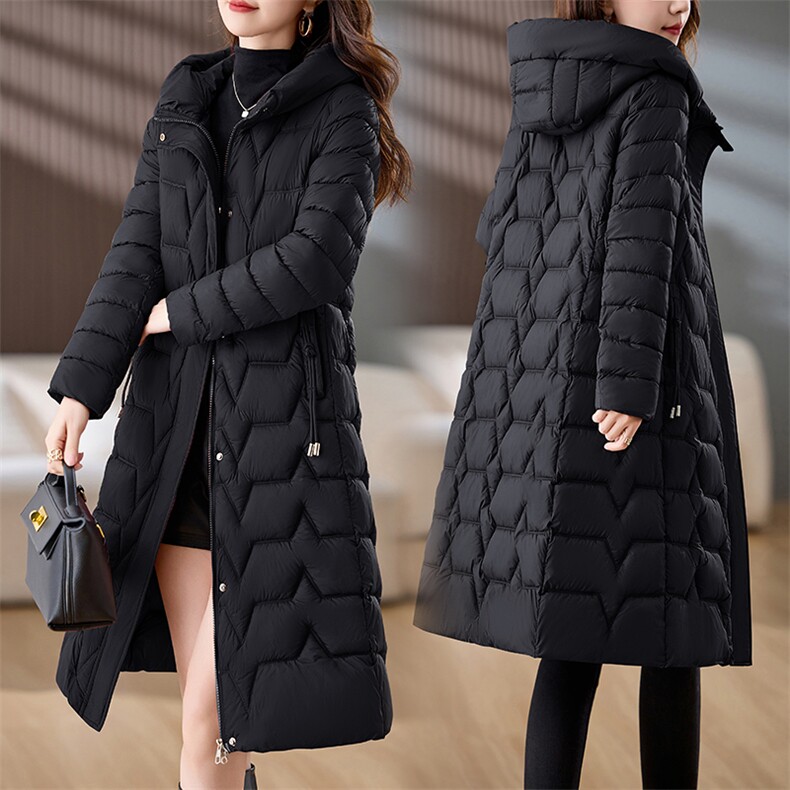红流行爆款羽绒棉服女中长款2024冬季新款连帽加厚棉袄外套,女装棉衣/棉服,涵亦佰惠