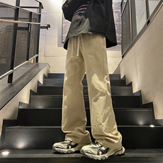 拼接线条设计纯棉微喇长裤时尚百搭修身潮流高街K590-特批45，男装休闲裤，星座718-1