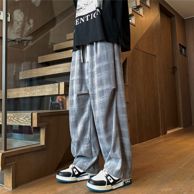 2026春款宽松百搭格子休闲裤男士菠萝裤垂感长裤K6618-特P40，男装休闲裤，电商A006