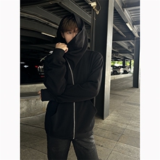 B221美式ins高街暗黑拉链宽松开衫卫衣连帽外套SY2314-P80控108，男装卫衣，电商B221