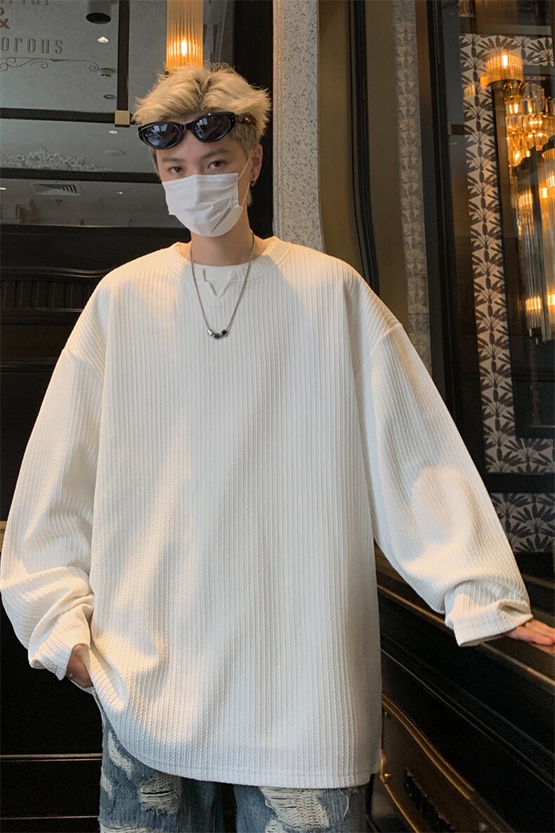量大优供视频港风摆拍大码V领长袖T恤男XH81-特p25,男装T恤,电商B367