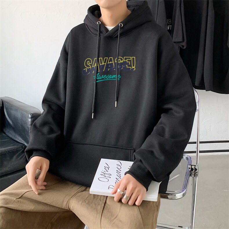 L2549P48韩版ins男士学生宽松运动连帽卫衣秋冬加绒情侣外套,男装卫衣,星座510A-1