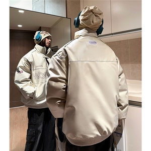 2025新款美式PU皮棉衣冬季加厚棉服潮牌机车外套ins D233 P100图片