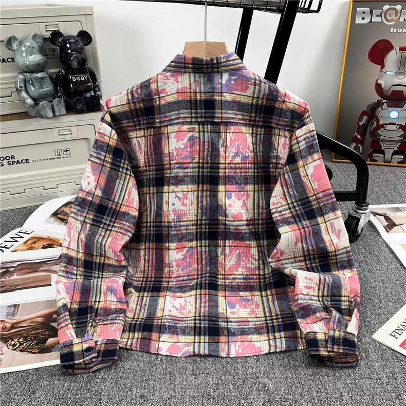 小众设计感格子衬衫女新款秋季宽松设计感衬衣显瘦秋装HH3039P42,男装衬衫,星座1013-5