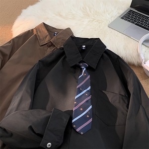 春秋日系衬衫男长袖情侣工装衬衣制服美式休闲外套上衣服CS21-P33图片