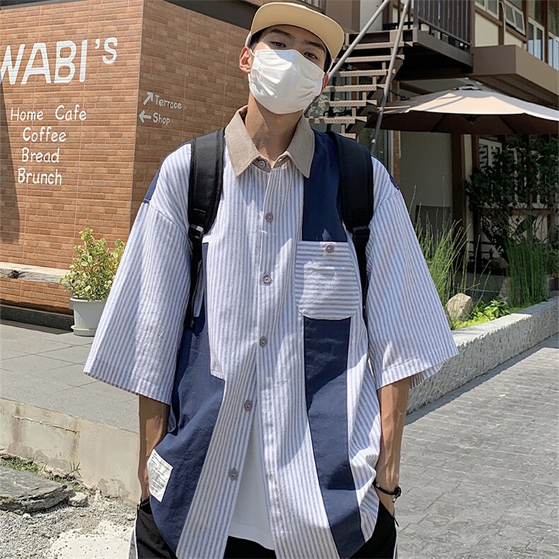 日系cityboy短袖衬衫男女夏季潮牌美式复古衬衣工装外套C29-P38图片