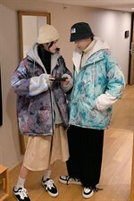 china宇航员太空人连帽假两件情侣大码棉衣A071-Y288-P130，男装棉衣，电商A071